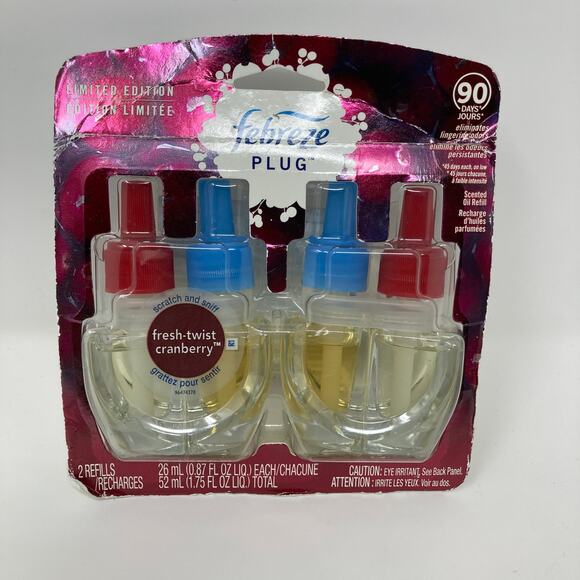 1 Set 2 Units Febreze Fresh-Twist Cranberry Scented Plug In Refills Limited Ed - Picture 1 of 2